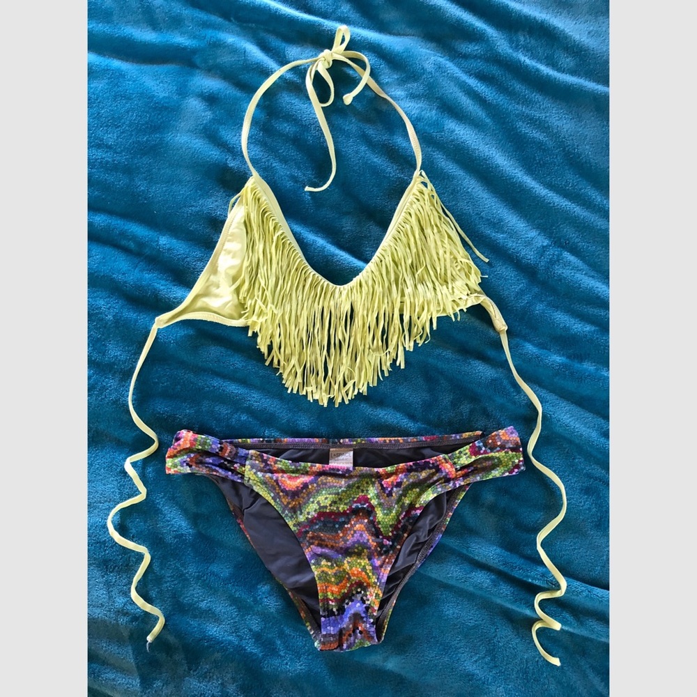 L space fringe bikini size medium
